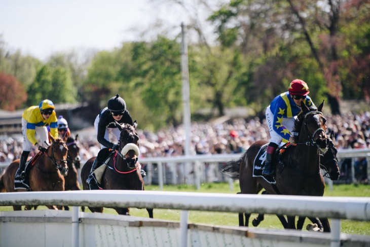 Filming a horse race