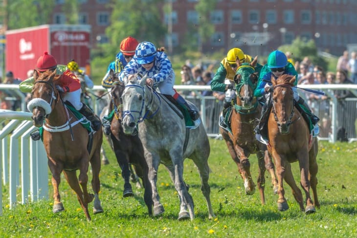 Horse Racing Jockeys Close-up Action